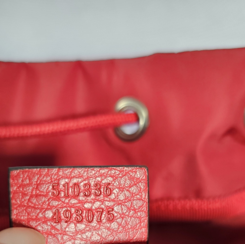 Gucci Red GG Nylon Backpack Leather Trim Authentic Designer Bag - Picture 7 of 16
